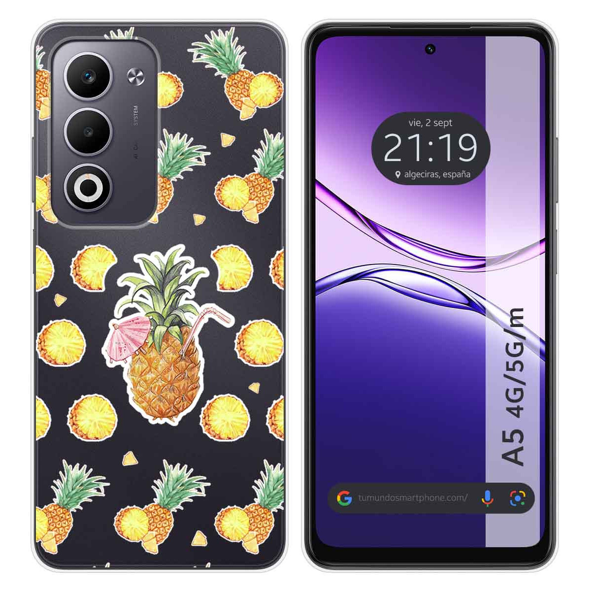 Funda Silicona Transparente para Oppo A5m / A5 4G / 5G diseño Piña Dibujos