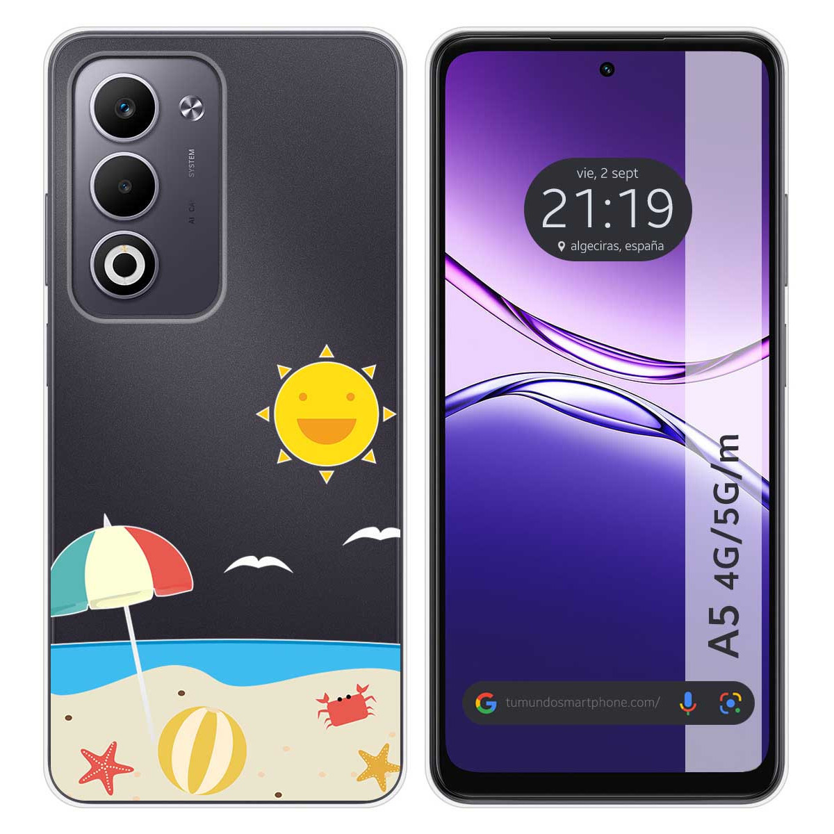 Funda Silicona Transparente para Oppo A5m / A5 4G / 5G diseño Playa Dibujos