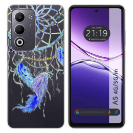 Funda Silicona Transparente para Oppo A5m / A5 4G / 5G diseño Plumas Dibujos