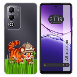 Funda Silicona Transparente para Oppo A5m / A5 4G / 5G diseño Tigre Dibujos