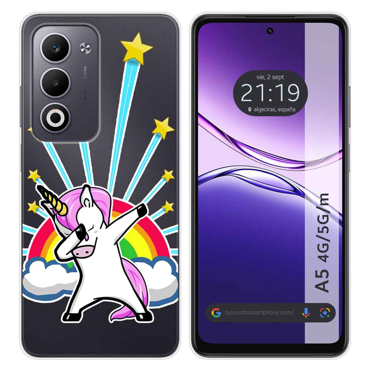 Funda Silicona Transparente para Oppo A5m / A5 4G / 5G diseño Unicornio Dibujos