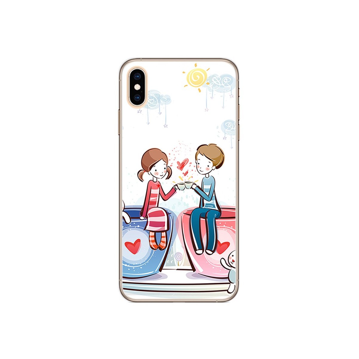Funda Gel Tpu para Iphone XS Max Diseño Cafe Dibujos