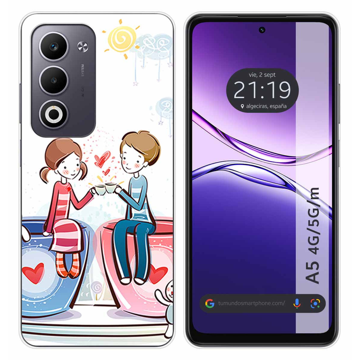 Funda Silicona para Oppo A5m / A5 4G / 5G diseño Café Dibujos