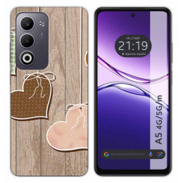 Funda Silicona para Oppo A5m / A5 4G / 5G diseño Corazones Madera Dibujos