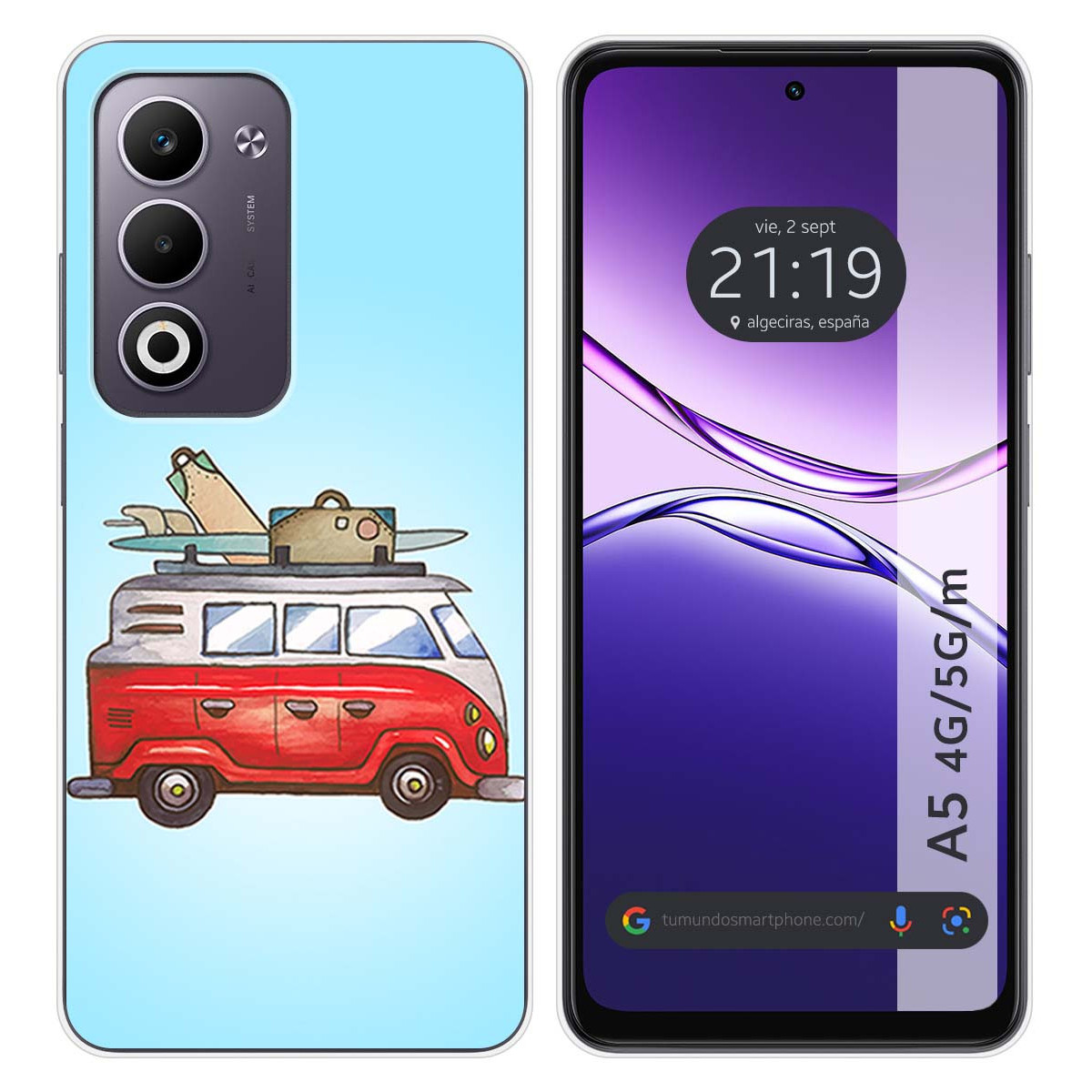 Funda Silicona para Oppo A5m / A5 4G / 5G diseño Furgoneta Dibujos