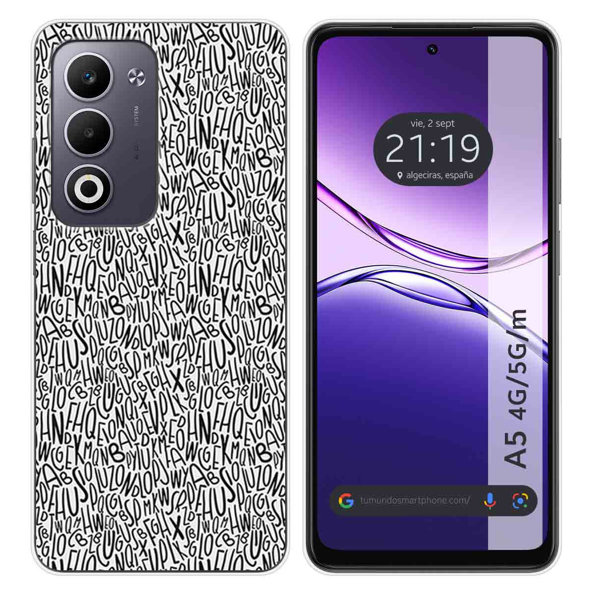 Funda Silicona para Oppo A5m / A5 4G / 5G diseño Letras Dibujos