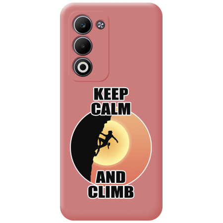 Funda Silicona Líquida Rosa para Oppo A5m / A5 4G / 5G diseño Mujer Escalada Dibujos