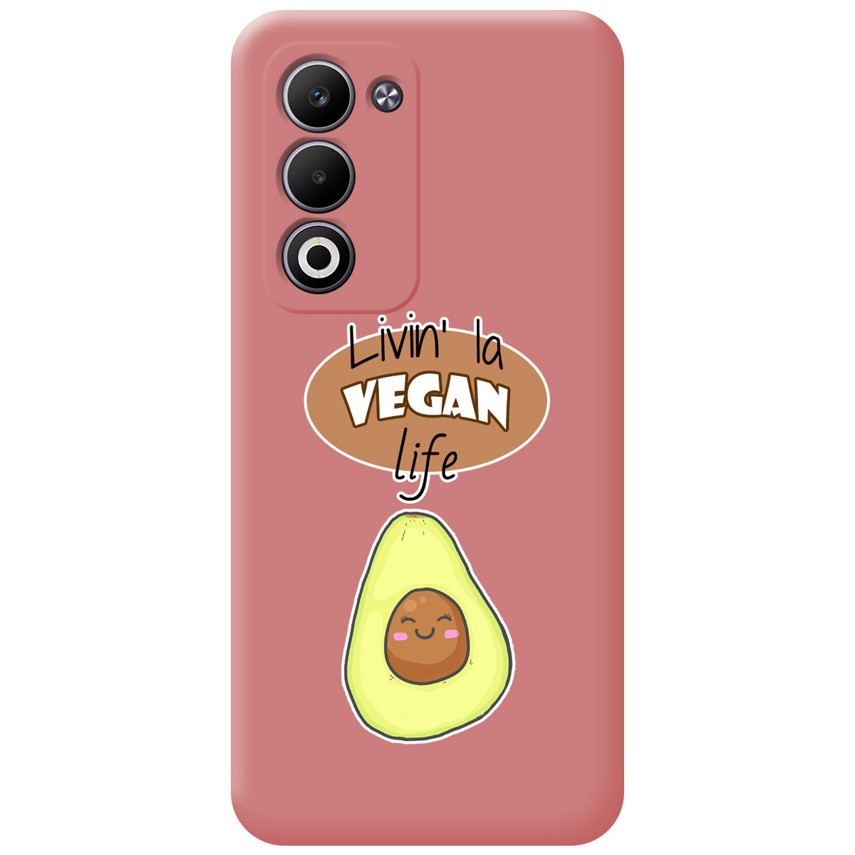 Funda Silicona Líquida Rosa para Oppo A5m / A5 4G / 5G diseño Vegan Life Dibujos