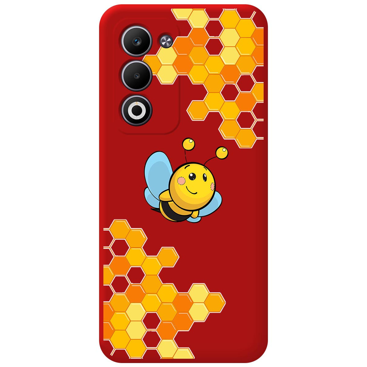 Funda Silicona Líquida Roja para Oppo A5m / A5 4G / 5G diseño Abeja Dibujos