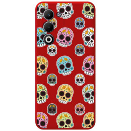 Funda Silicona Líquida Roja para Oppo A5m / A5 4G / 5G diseño Catrina Dibujos
