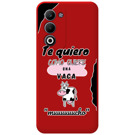 Funda Silicona Líquida Roja para Oppo A5m / A5 4G / 5G diseño Vaca Dibujos
