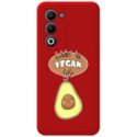Funda Silicona Líquida Roja para Oppo A5m / A5 4G / 5G diseño Vegan Life Dibujos