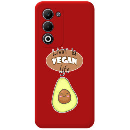 Funda Silicona Líquida Roja para Oppo A5m / A5 4G / 5G diseño Vegan Life Dibujos