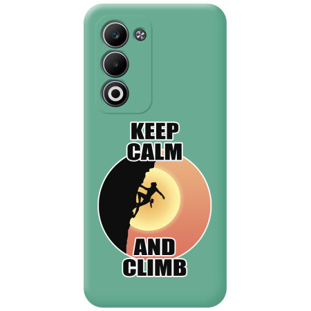 Funda Silicona Líquida Verde para Oppo A5m / A5 4G / 5G diseño Mujer Escalada Dibujos