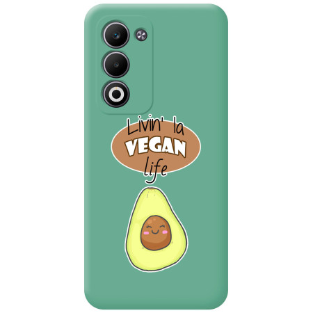 Funda Silicona Líquida Verde para Oppo A5m / A5 4G / 5G diseño Vegan Life Dibujos