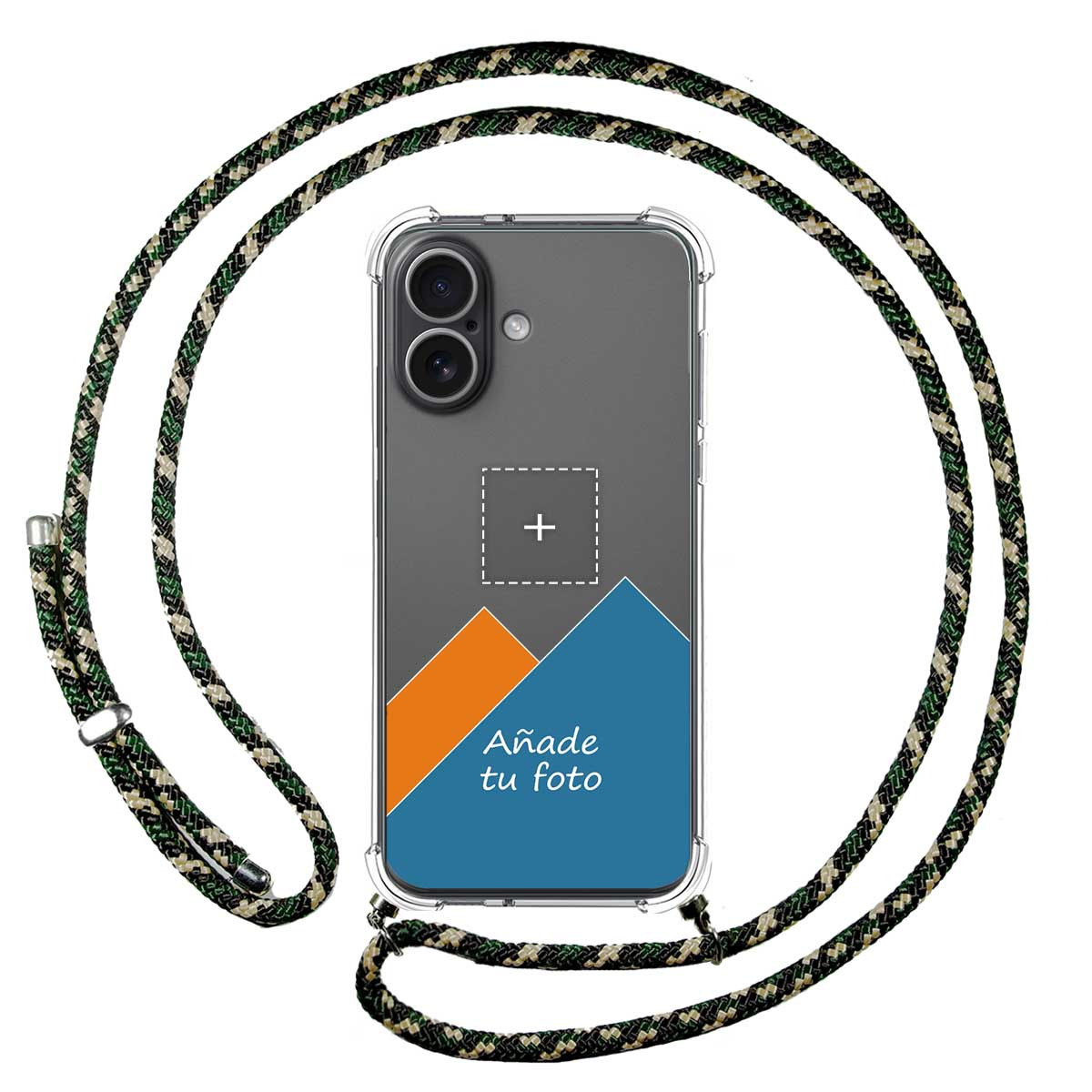 Personaliza tu Funda Colgante Transparente para Iphone 17 (6.3) con Cordon Verde / Dorado Dibujo Personalizada