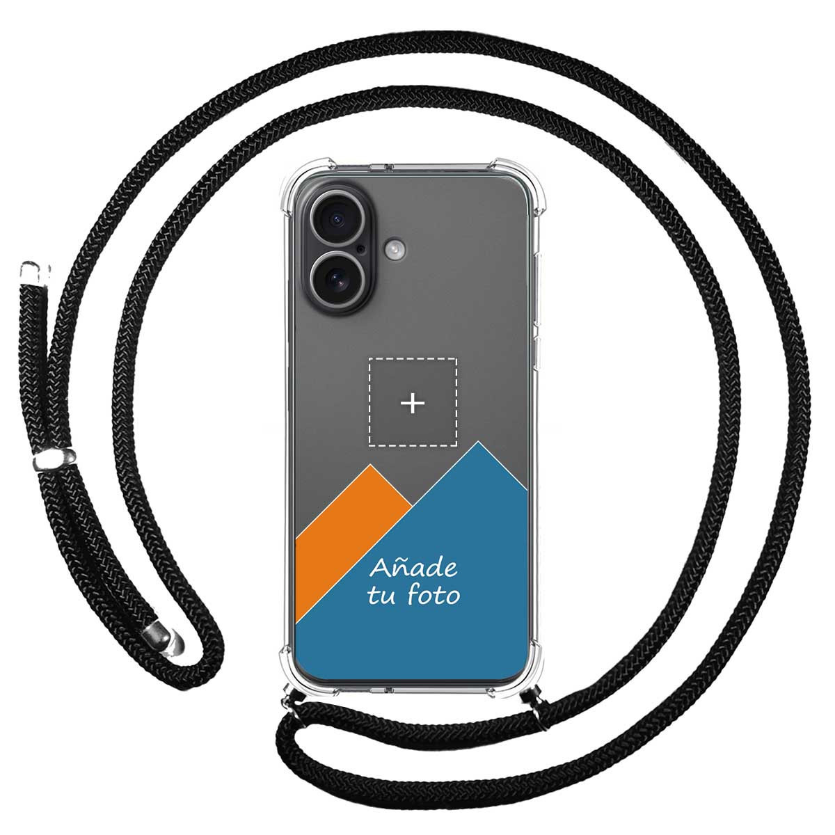 Personaliza tu Funda Colgante Transparente para Iphone 17 (6.3) con Cordon Negro Dibujo Personalizada