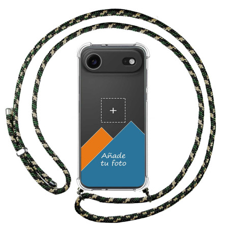 Personaliza tu Funda Colgante Transparente para Iphone 17 Air (6.5) con Cordon Verde / Dorado Dibujo Personalizada