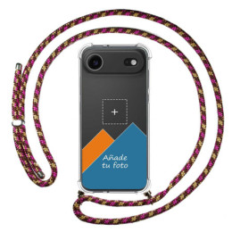 Personaliza tu Funda Colgante Transparente para Iphone 17 Air (6.5) con Cordon Rosa / Dorado Dibujo Personalizada