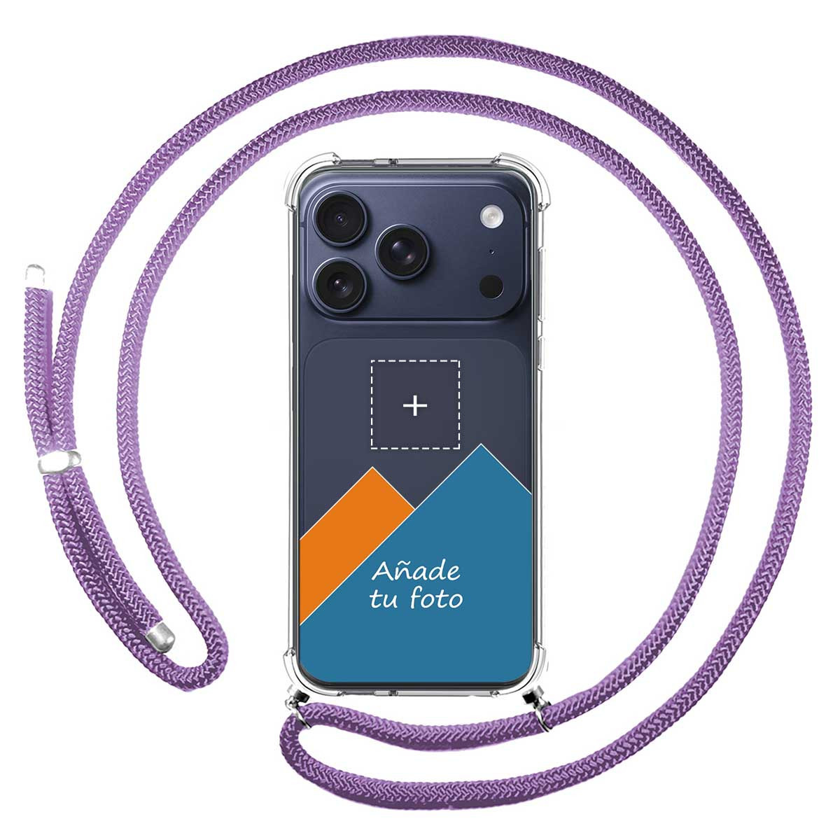 Personaliza tu Funda Colgante Transparente para Iphone 17 Pro Max (6.9) con Cordon Morado Dibujo Personalizada