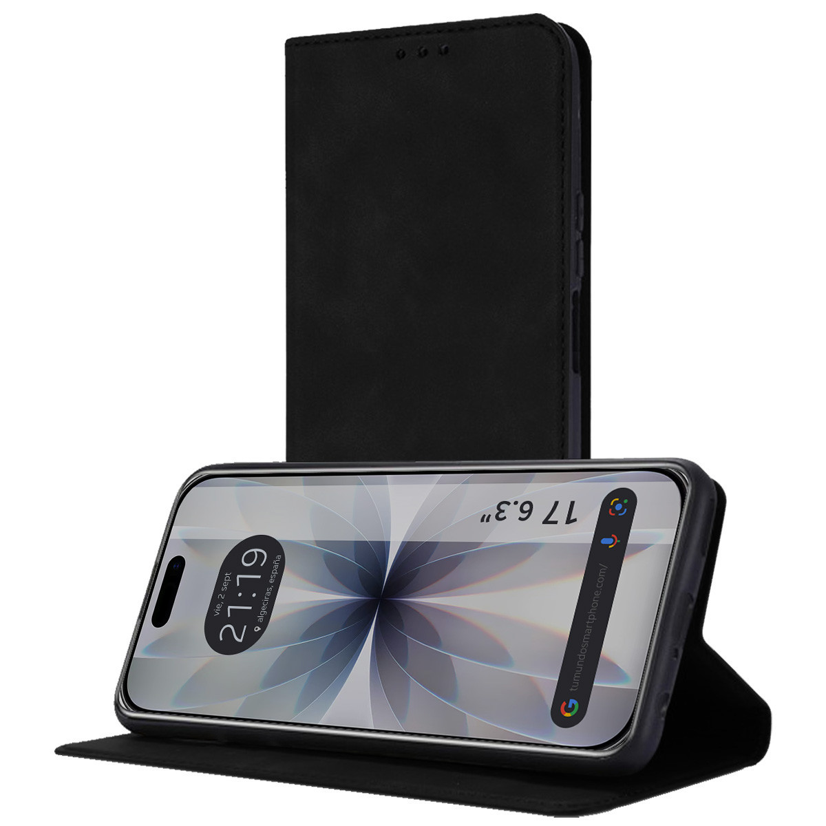 Funda Libro de Polipiel con tarjetero para Iphone 17 (6.3) color Negra