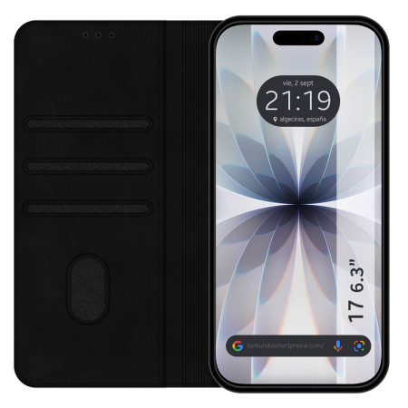 Funda Libro de Polipiel con tarjetero para Iphone 17 (6.3) color Negra
