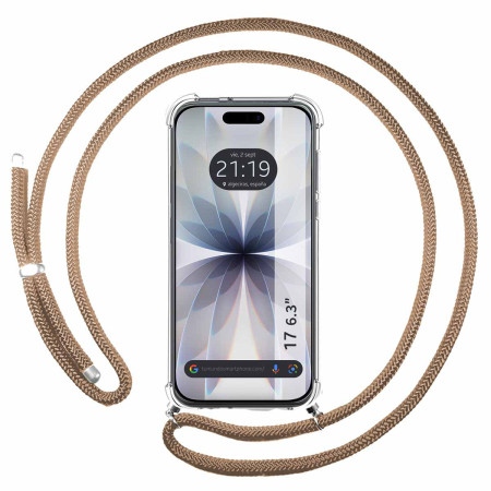 Funda Colgante Transparente para Iphone 17 (6.3) con Cordon Camel