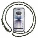 Funda Colgante Transparente para Iphone 17 (6.3) con Cordon Verde / Dorado