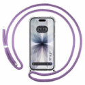 Funda Colgante Transparente para Iphone 17 (6.3) con Cordon Morado