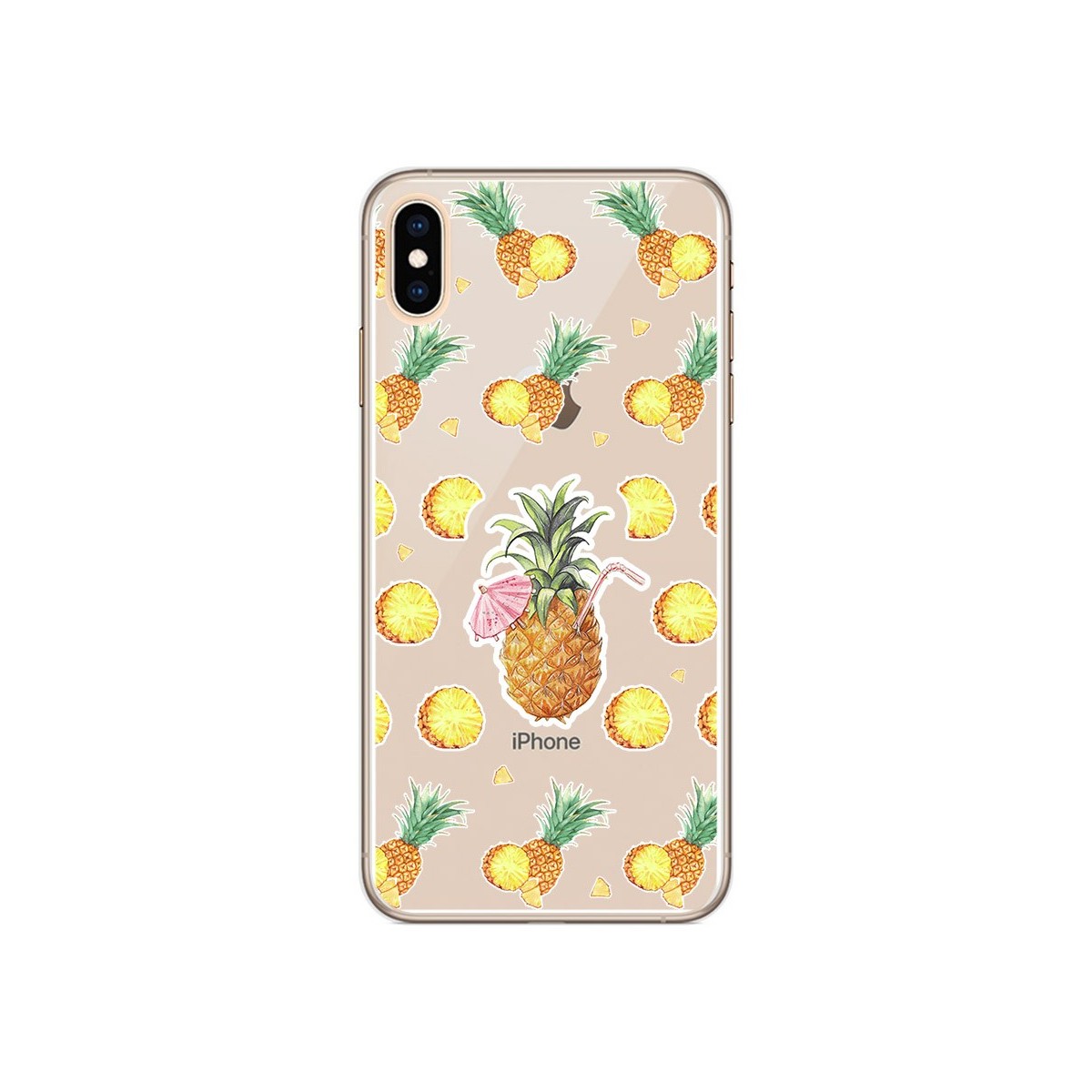 Funda Gel Transparente para Iphone XS Max Diseño Piña Dibujos