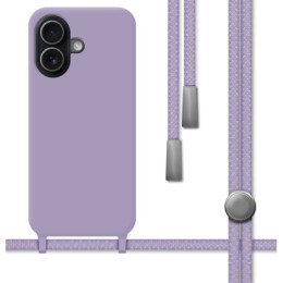 Funda Silicona Líquida con Cordón para Iphone 17 (6.3) color Morada