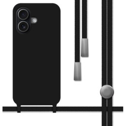 Funda Silicona Líquida con Cordón para Iphone 17 (6.3) color Negra