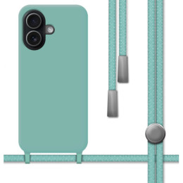 Funda Silicona Líquida con Cordón para Iphone 17 (6.3) color Verde