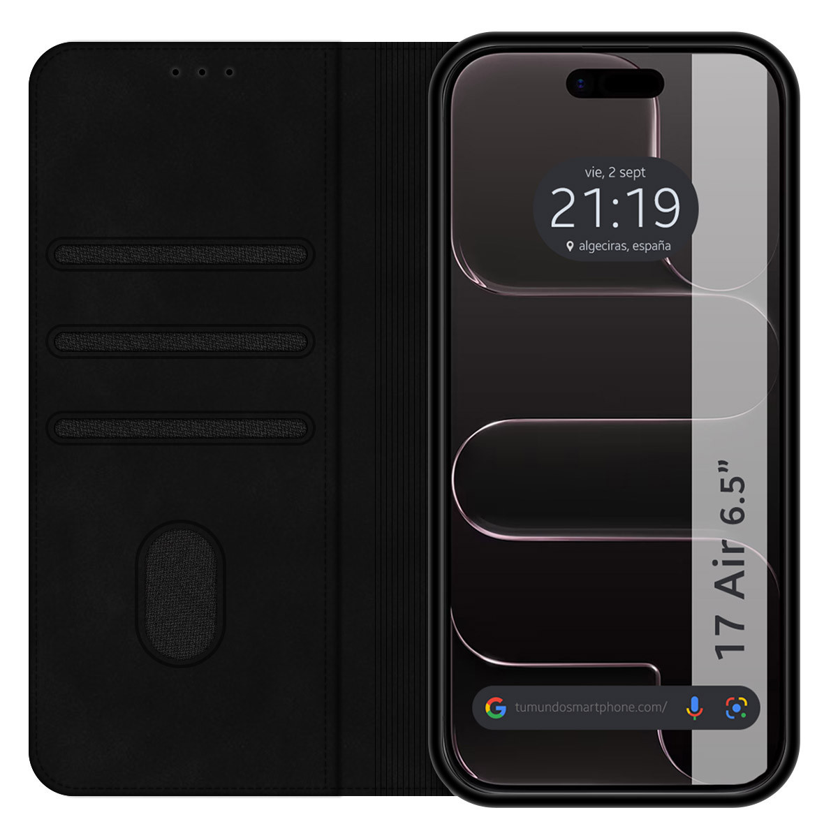 Funda Libro de Polipiel con tarjetero para Iphone 17 Air (6.5) color Negra