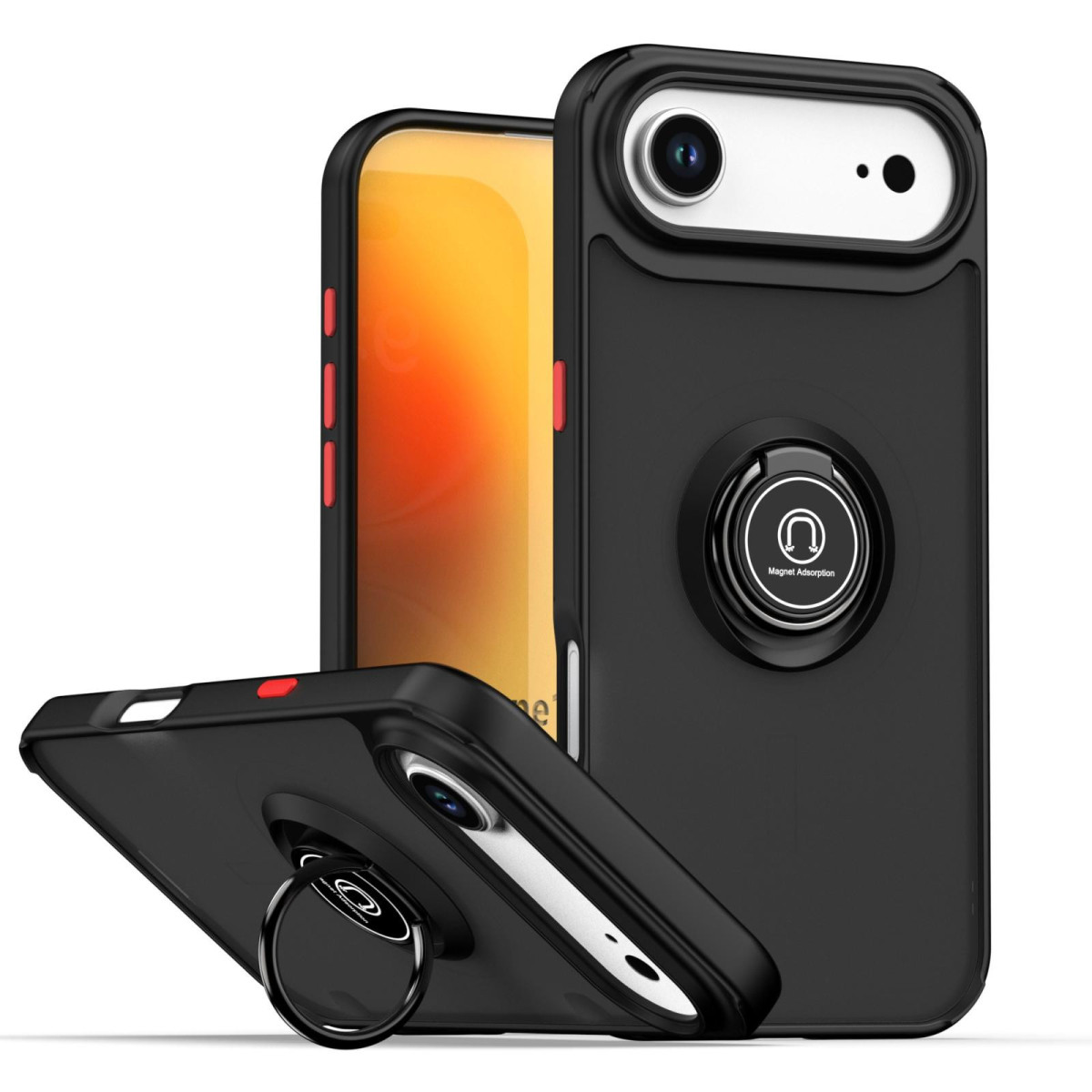 Funda Mate con Borde Negro y Anillo Giratorio 360 para Iphone 17 Air (6.5)