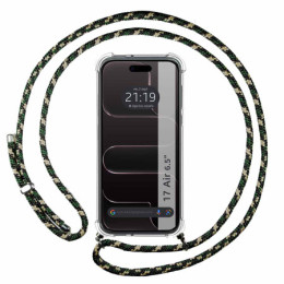 Funda Colgante Transparente para Iphone 17 Air (6.5) con Cordon Verde / Dorado