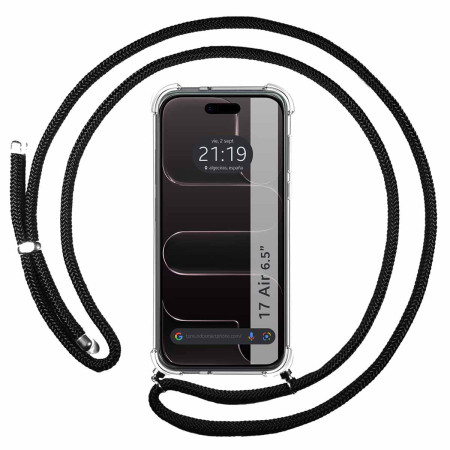 Funda Colgante Transparente para Iphone 17 Air (6.5) con Cordon Negro