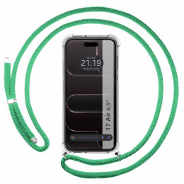 Funda Colgante Transparente para Iphone 17 Air (6.5) con Cordon Verde Agua