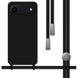 Funda Silicona Líquida con Cordón para Iphone 17 Air (6.5) color Negra