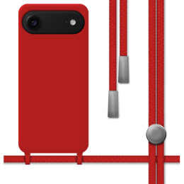 Funda Silicona Líquida con Cordón para Iphone 17 Air (6.5) color Roja