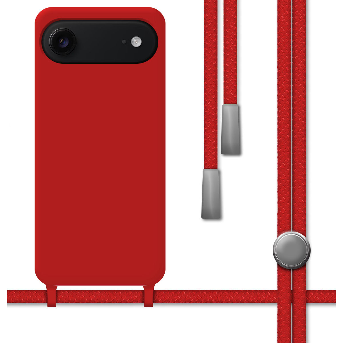 Funda Silicona Líquida con Cordón para Iphone 17 Air (6.5) color Roja
