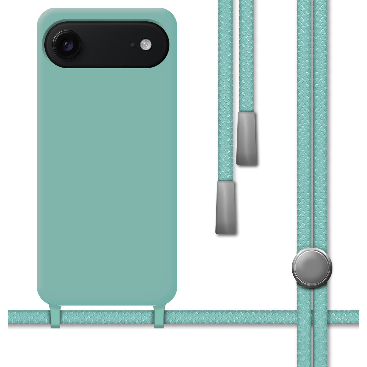 Funda Silicona Líquida con Cordón para Iphone 17 Air (6.5) color Verde