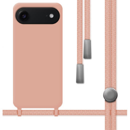 Funda Silicona Líquida con Cordón para Iphone 17 Air (6.5) color Rosa