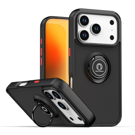 Funda Mate con Borde Negro y Anillo Giratorio 360 para Iphone 17 Pro (6.3)