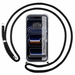 Funda Colgante Transparente para Iphone 17 Pro (6.3) con Cordon Negro