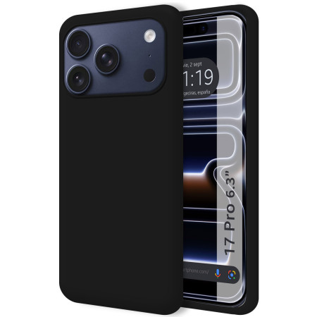 Funda Silicona Líquida Ultra Suave para Iphone 17 Pro (6.3) color Negra