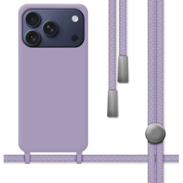 Funda Silicona Líquida con Cordón para Iphone 17 Pro (6.3) color Morada