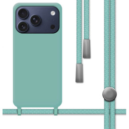 Funda Silicona Líquida con Cordón para Iphone 17 Pro (6.3) color Verde