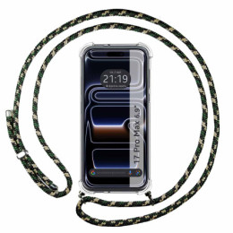 Funda Colgante Transparente para Iphone 17 Pro Max (6.9) con Cordon Verde / Dorado
