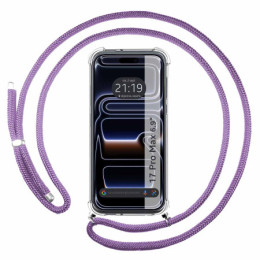 Funda Colgante Transparente para Iphone 17 Pro Max (6.9) con Cordon Morado